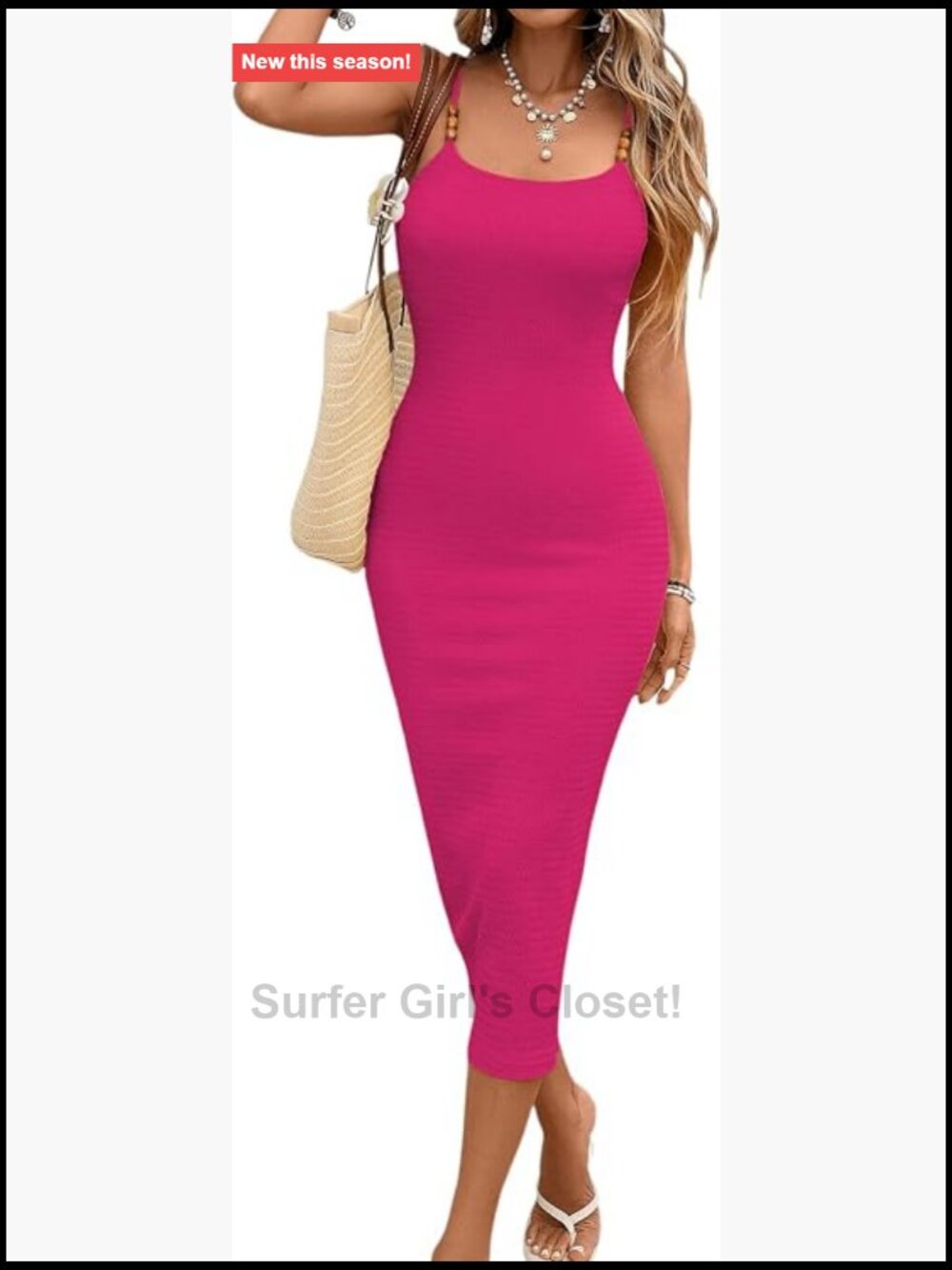 Bodycon Midi Dress Spaghetti Strap Sleeveless Summer Party